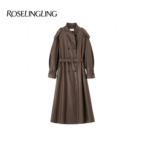 Minimalist Plaid Trench Coat – Lightweight Oil-Wax Cotton Coated Poplin Structured Outerwear