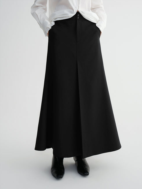 Chic Statement Cotton-Blend Mermaid Skirt with 3D Pleats & Flowy Silhouette | Elegant High-Waist Midi Skirt