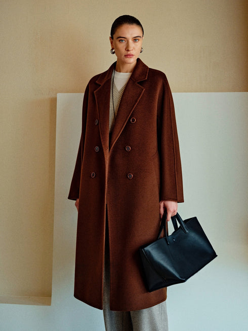100% Pure Cashmere Double-Faced Coat for Women – Luxury Minimalist Overcoat “Silent Elegance Collection”, Available in Five Colors
