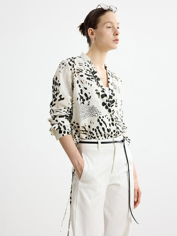 V-Neck Printed Blouse & Skirt Set – French Vacation Style, Sold Separately