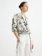 V-Neck Printed Blouse & Skirt Set – French Vacation Style, Sold Separately