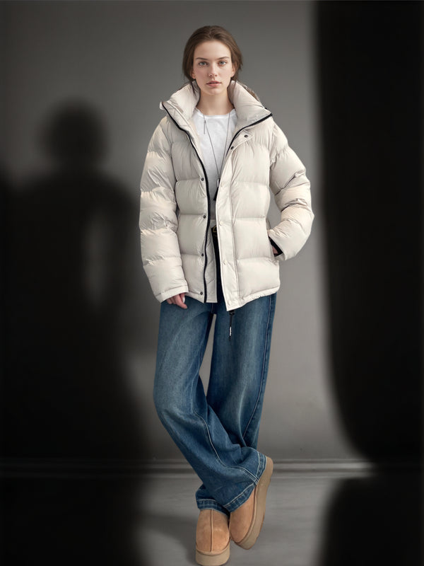 Couple’s 90% White Goose Down Puffer Jacket | 800 Fill Power Hooded Winter Coat with Water-Repellent & Anti-Stain Tech