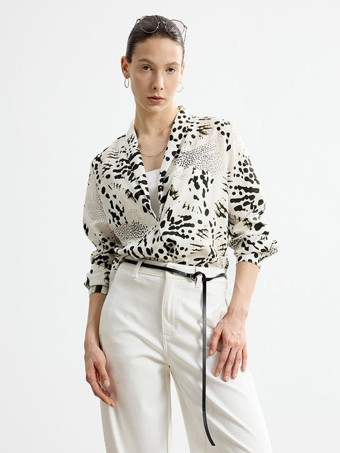 V-Neck Printed Blouse & Skirt Set – French Vacation Style, Sold Separately