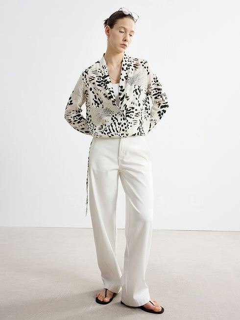 V-Neck Printed Blouse & Skirt Set – French Vacation Style, Sold Separately