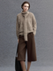 Textured Mélange Knit Sweater with Detachable Scarf | Relaxed H-Silhouette Drop-Shoulder V-Neck Pullover for Women