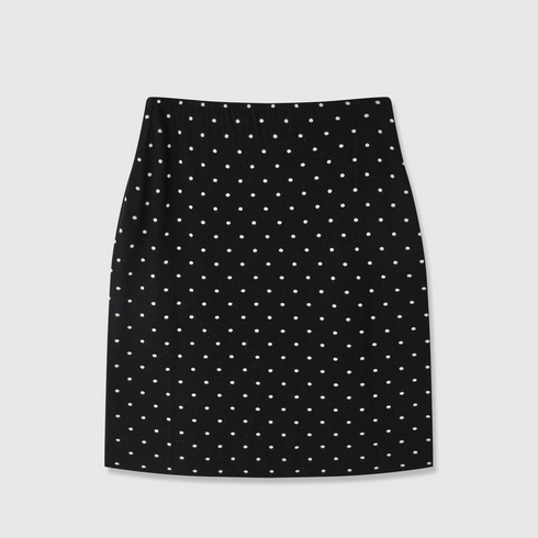 Vintage Double-Layer Jacquard Polka Dot Skirt | Mercerized Wool Knit Skirt