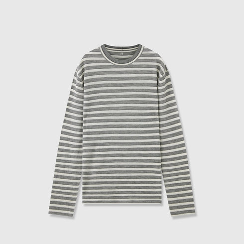 Minimalist Wool Striped Base Layer Top for Women – Coffee Brown & Soft Pink Fashion Knit