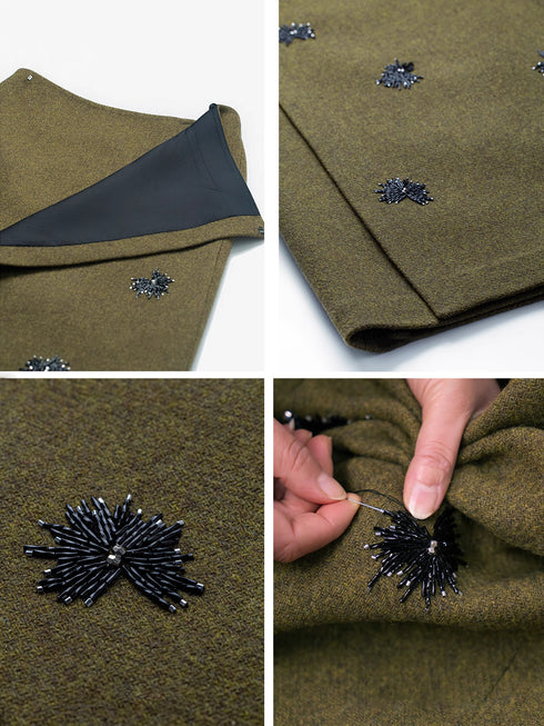 Japanese Hand-Beaded Firework Wool Skirt – Exclusive Custom-Spun Multicolor Premium Wool Blend