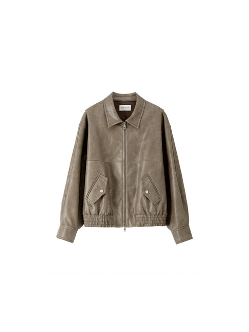 Vintage Brown Moto Jacket – Eco Leather Short Coat for Women with Lapel Collar
