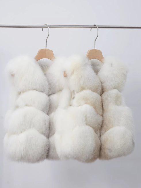 Women’s Short Fox Fur Vest | Chic Fall Winter Sleeveless Jacket by Sagafurs-Inspired Design