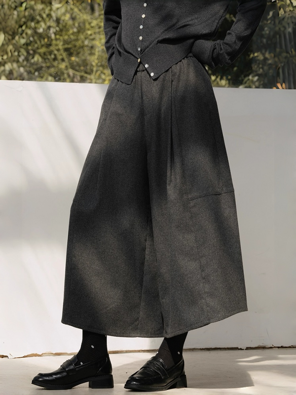 Autumn Winter High-Waisted Wool Skirt Pants for Women – Vintage Versatile New Style