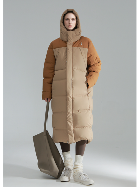 Macaron Color Long Down Coat for Women – Warm Lightweight Goose Down Puffer Jacket, Outdoor Winter Outerwear