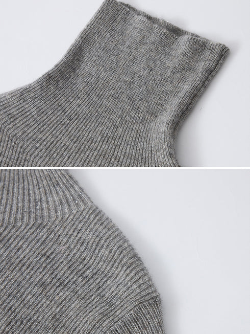 100% Cashmere Sequined Turtleneck Knit Top – Soft, Skin-Friendly Luxury Winter Sweater