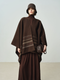 Women's Chestnut Brown Embroidered Minimalist Wool Double-Faced Cashmere Cape Coat – One-Piece Design
