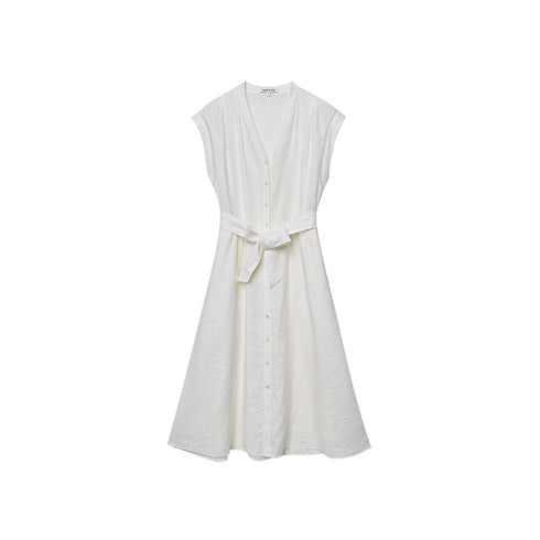 Pure Linen Midi Dress – 100% Natural, Breezy & Timeless