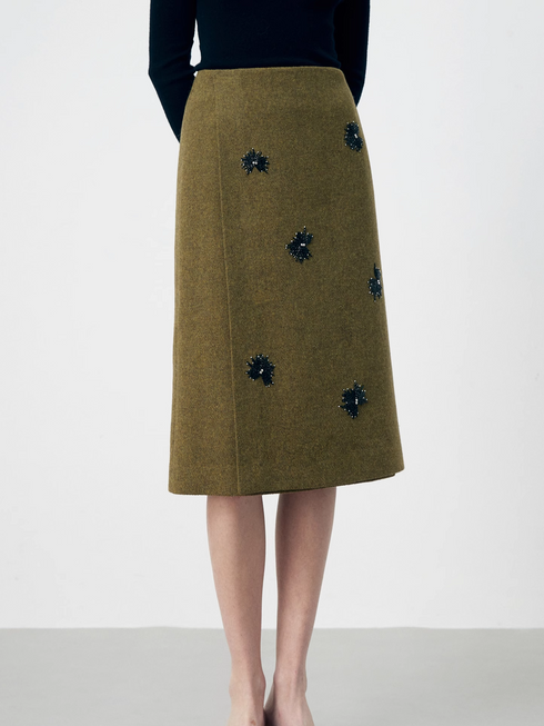 Japanese Hand-Beaded Firework Wool Skirt – Exclusive Custom-Spun Multicolor Premium Wool Blend