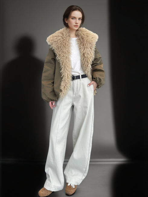 Women’s Plush Oversized Jacket with Large Lapel | Warm Fleece Lined Winter Coat