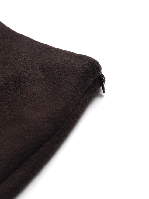 French Holiday Style Beaded Bias-Cut Wool Midi Skirt for Women – Slimming A-Line Design