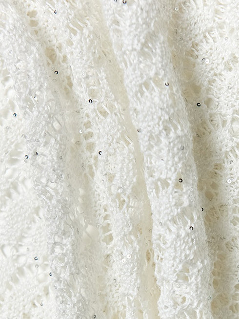 Old Money Vacation Cardigan – Natural Luxury Linen Blend with Diamond Glitter