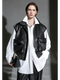 Women’s Short Sheepskin Leather Vest – Bubble Leather Design with Pockets, Notched Collar & Shoulder Strap Details