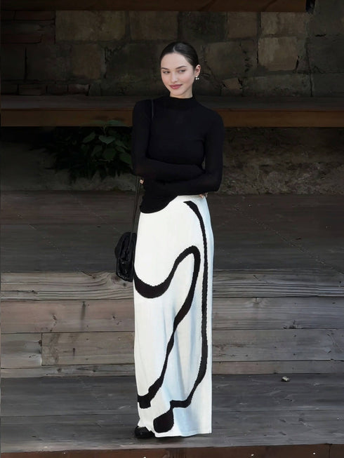 Artistic Chic Midi Skirt for Women | Fall Collection, Luxe and High-End Long Skirt