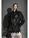 Double-Layer Collar Lambskin Leather Jacket – Chic and Bold Women’s Premium Leather Outerwear, Unique Design