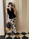 Elegant Acetate Midi Skirt with Floral Print & Eyelash Lace