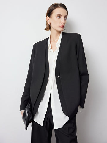Minimalist Luxury Australian Wool Suit – Pseudo Two-Piece Blazer with Skirt or Pants (Sold Separately)