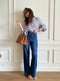 Vintage Blue Striped Long Sleeve Shirt for Women2025Summer New,Unique Design with a Sense of Sophistication and Casual Style