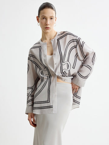 French Elegant Printed Shirt – Casual Loose Sun-Protective Outerwear for Women