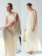 Lustre Island Silk Hand-Braided Halterneck Maxi Dress – Sleeveless Micro A-Line Resort Gown