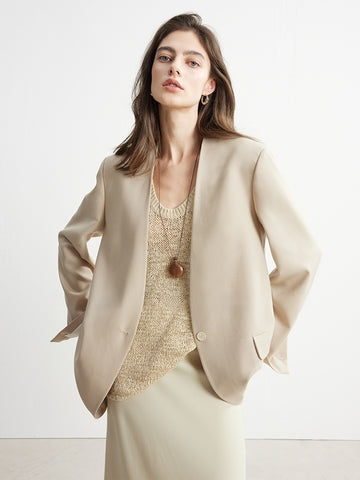 Deconstructed Collarless Blazer & Pants in Australian Wool – Sold Separately