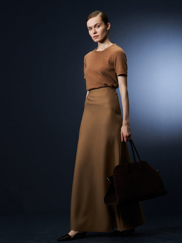 All-Season Commute Fishtail Wool Midi Skirt – Elegant Long-Length Design