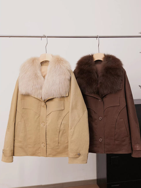 Women’s Down Parka Jacket with Fox Fur Hood | 90% White Goose Down Winter Coat
