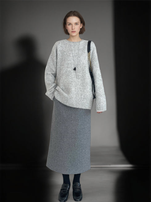 Women’s Premium Mohair Alpaca Wool Sweater | Soft Brushed Knit Pullover with Sequin Yarn for Winter