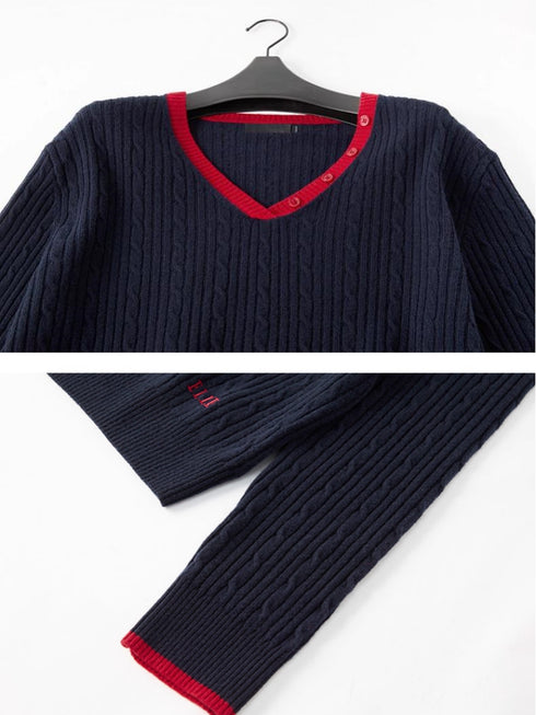 100% Merino Wool French-Style Christmas V-Neck Sweater for Women – New Cozy Relaxed Knit Top