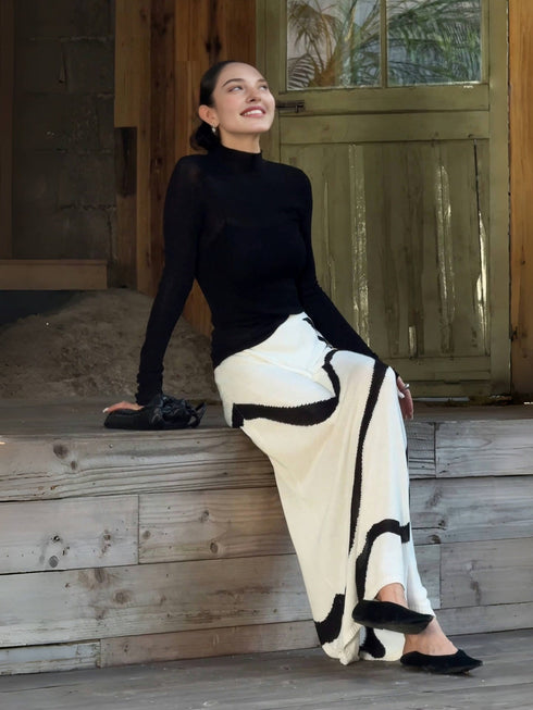 Artistic Chic Midi Skirt for Women | Fall Collection, Luxe and High-End Long Skirt