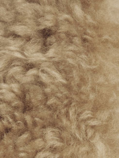 Detachable Wool-Collar Herringbone Sheepskin Parka – Camel-Wool Filled Winter Coat for Women