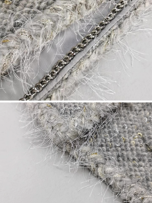 Women's Designer Wool Tweed Jacket with Fringe – Chic Spring Outerwear