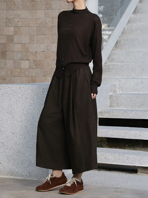 Autumn Winter High-Waisted Wool Skirt Pants for Women – Vintage Versatile New Style