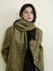 Women's Designer Green Wool Coat with Reversible Scarf – Double-Faced Wool Winter Overcoat