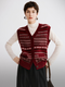 Fair Isle Layered Vest – Stylish V-Neck Jacquard Knit Cardigan for Women, Fall/Winter Sweater