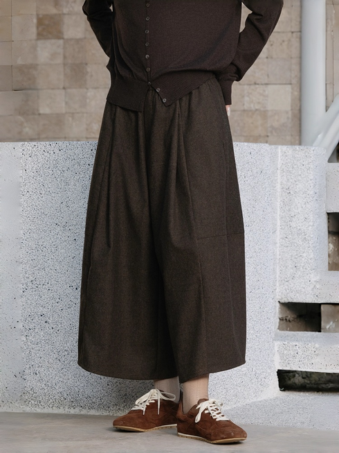 Autumn Winter High-Waisted Wool Skirt Pants for Women – Vintage Versatile New Style