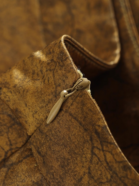 Vintage 100% Acetate Gilded Gloss Pencil Skirt for Women — Textured Crackle Lines, Elegant High-Waist Slim Skirt