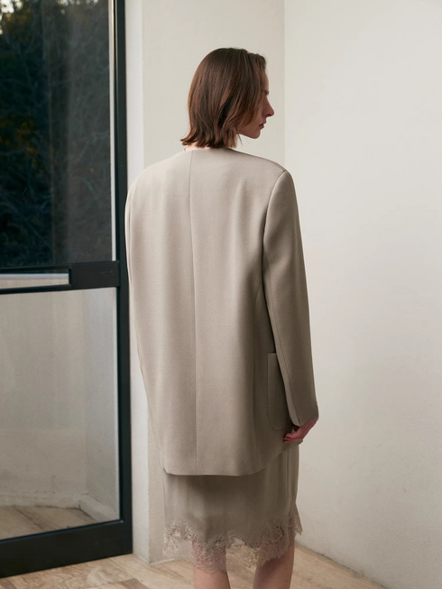 Custom-Dyed Silk Wool Tailored Vest Suit Set with Minimalist Structured Silhouette