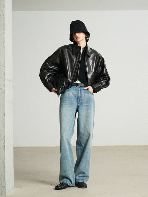 Classic Boyfriend Jeans in Vintage Wash Slub Denim