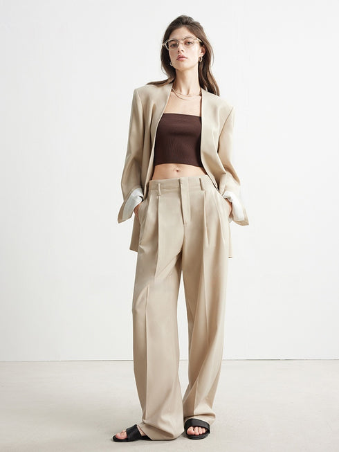 Deconstructed Collarless Blazer & Pants in Australian Wool – Sold Separately