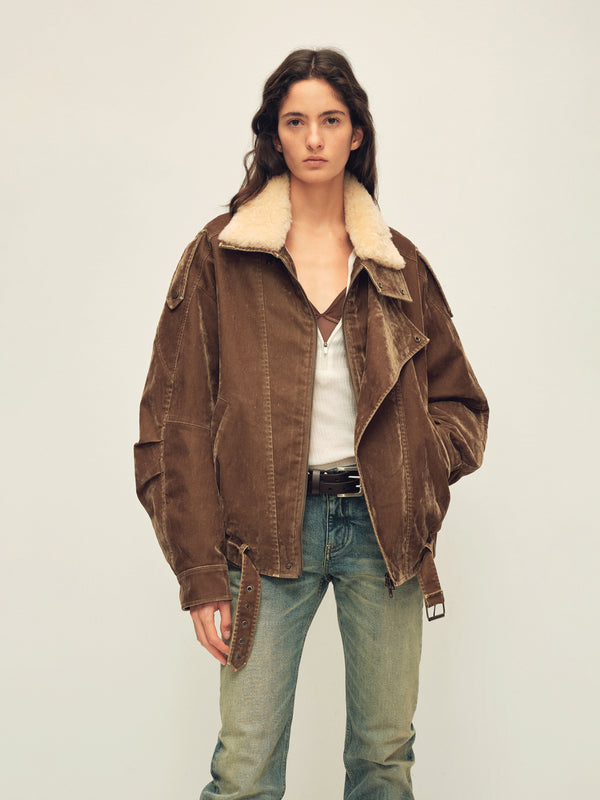 Flocked Denim Parka Coat with Wool Collar and 90% Goose Down Filling for Winter