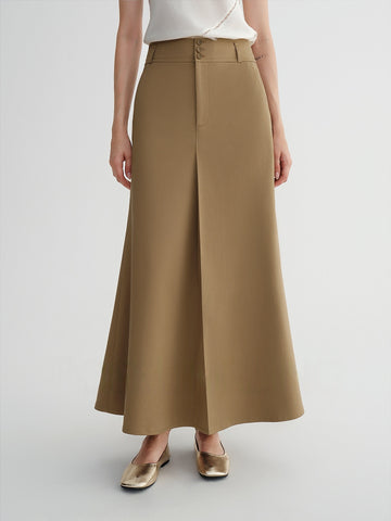 Chic Statement Cotton-Blend Mermaid Skirt with 3D Pleats & Flowy Silhouette | Elegant High-Waist Midi Skirt