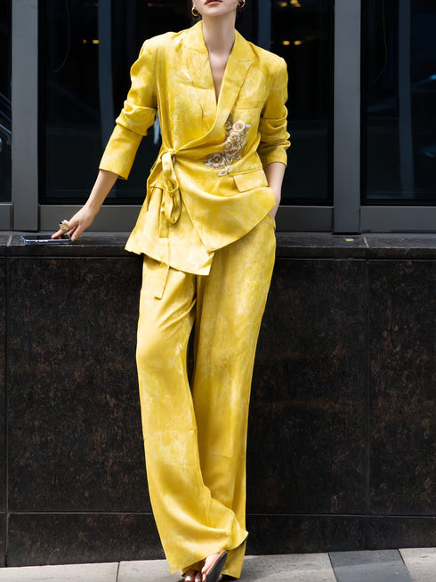 Haute Couture Women's Suit – 2025 Autumn Beaded Jacquard Triacetate Two-Piece